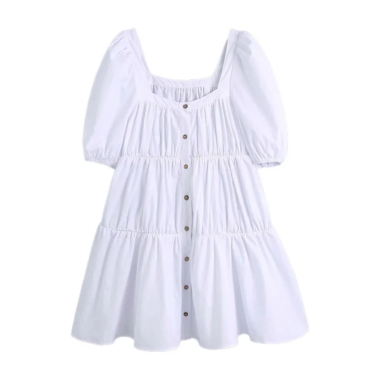 BMURHMZA2021 summer new women's layered stitching poplin solid color single breasted square collar women's Lantern Sleeve Dress, Picture shows
BMURHMZA2021 summer new women's layered stitching poplin solid color single breasted square collar women's Lantern Sleeve Dress, Picture shows