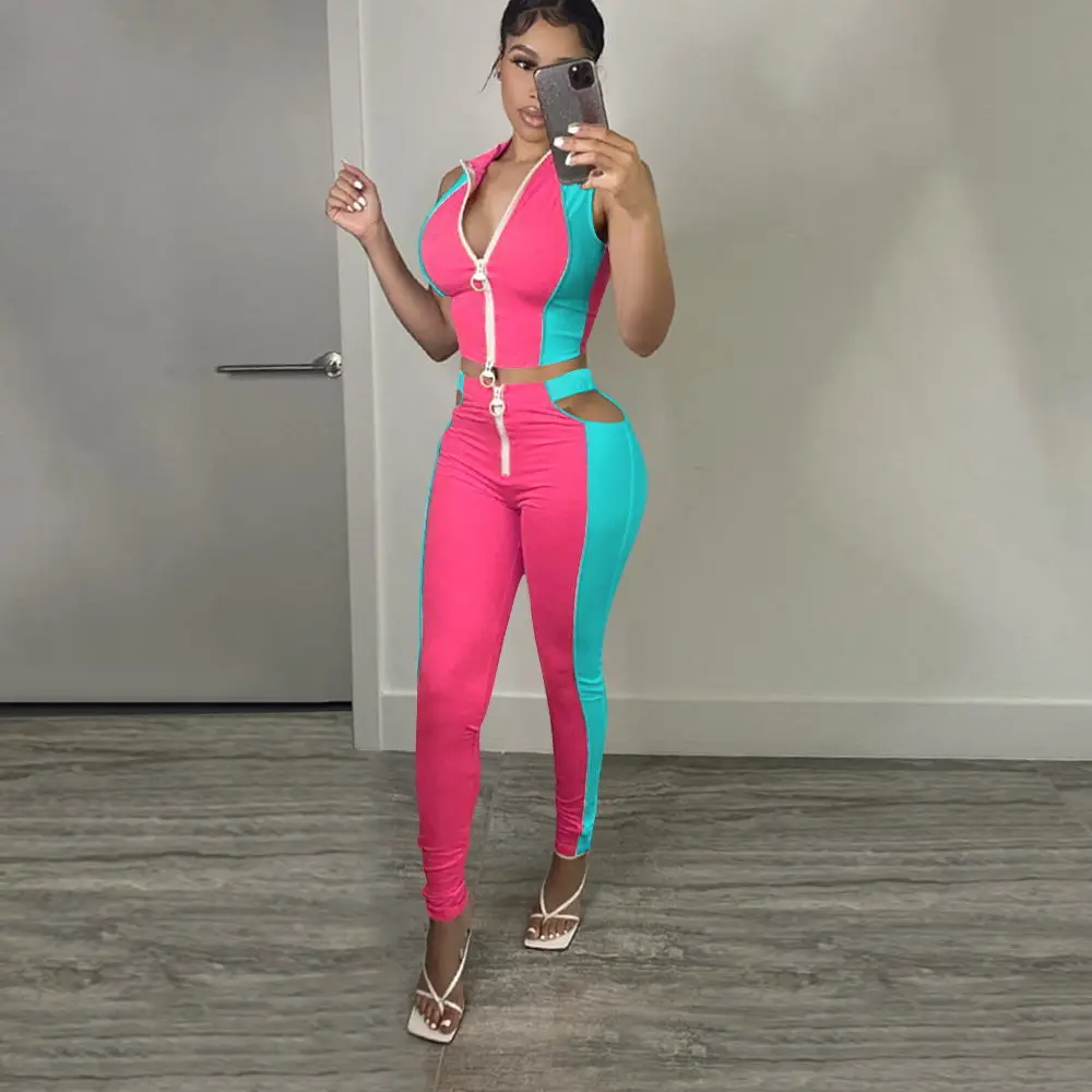 GX8361 Summer women vendor stretchy hollow out zip Sportswear Suit Color contrast Trousers 2 Piece set, Picture
GX8361 Summer women vendor stretchy hollow out zip Sportswear Suit Color contrast Trousers 2 Piece set, Picture