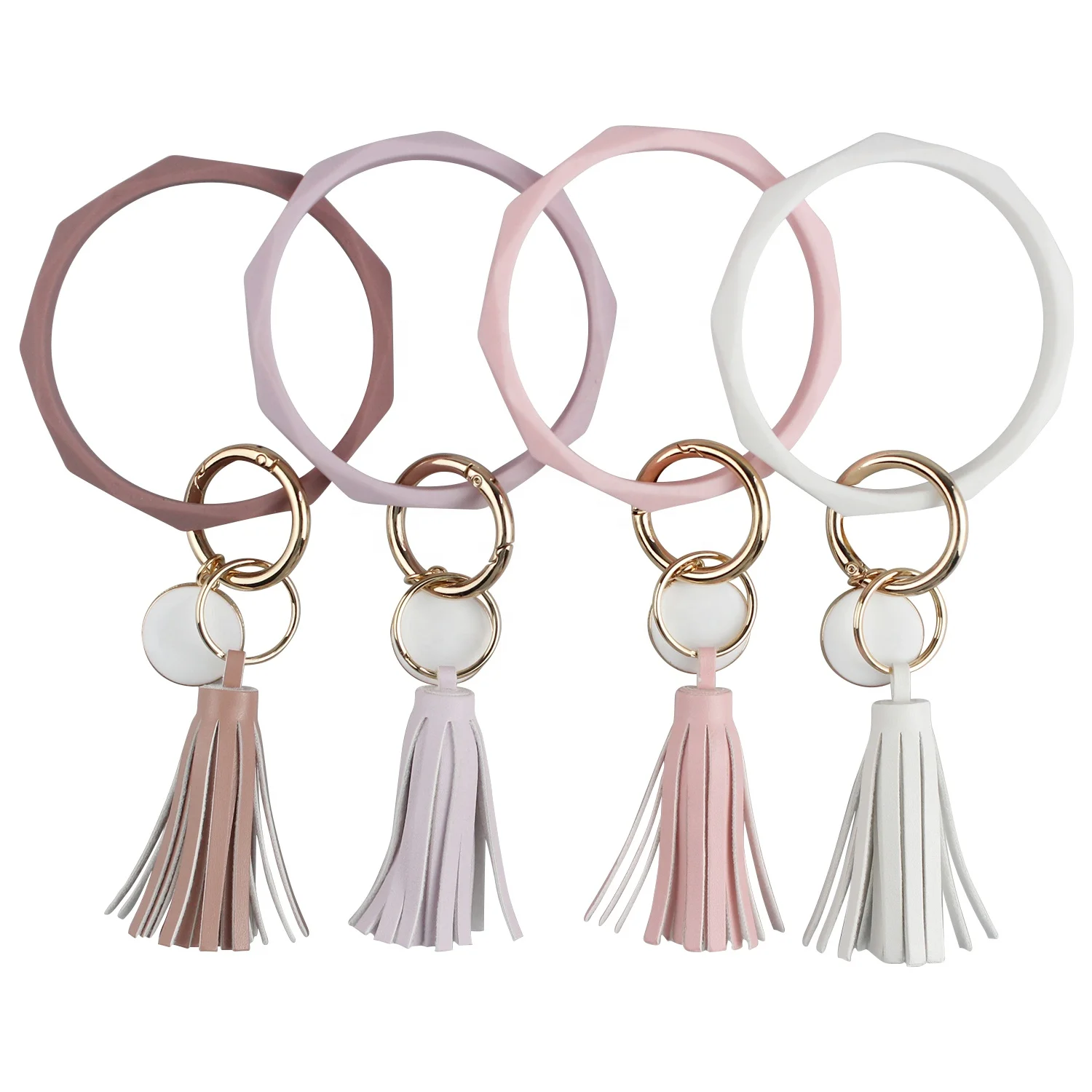 Amazon Hot Sell Diamond Bracelet Key ring with white charm Silicone Morandi Bangle with Tassel Key chain for Women, Customized color
Amazon Hot Sell Diamond Bracelet Key ring with white charm Silicone Morandi Bangle with Tassel Key chain for Women, Customized color