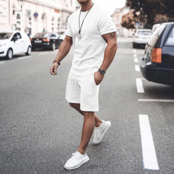 2021 New Men's Summer Stitching Short-Sleeved Shorts Suit Sports Leisure Suit Man Two Piece Pants Se, As your request
2021 New Men's Summer Stitching Short-Sleeved Shorts Suit Sports Leisure Suit Man Two Piece Pants Se, As your request