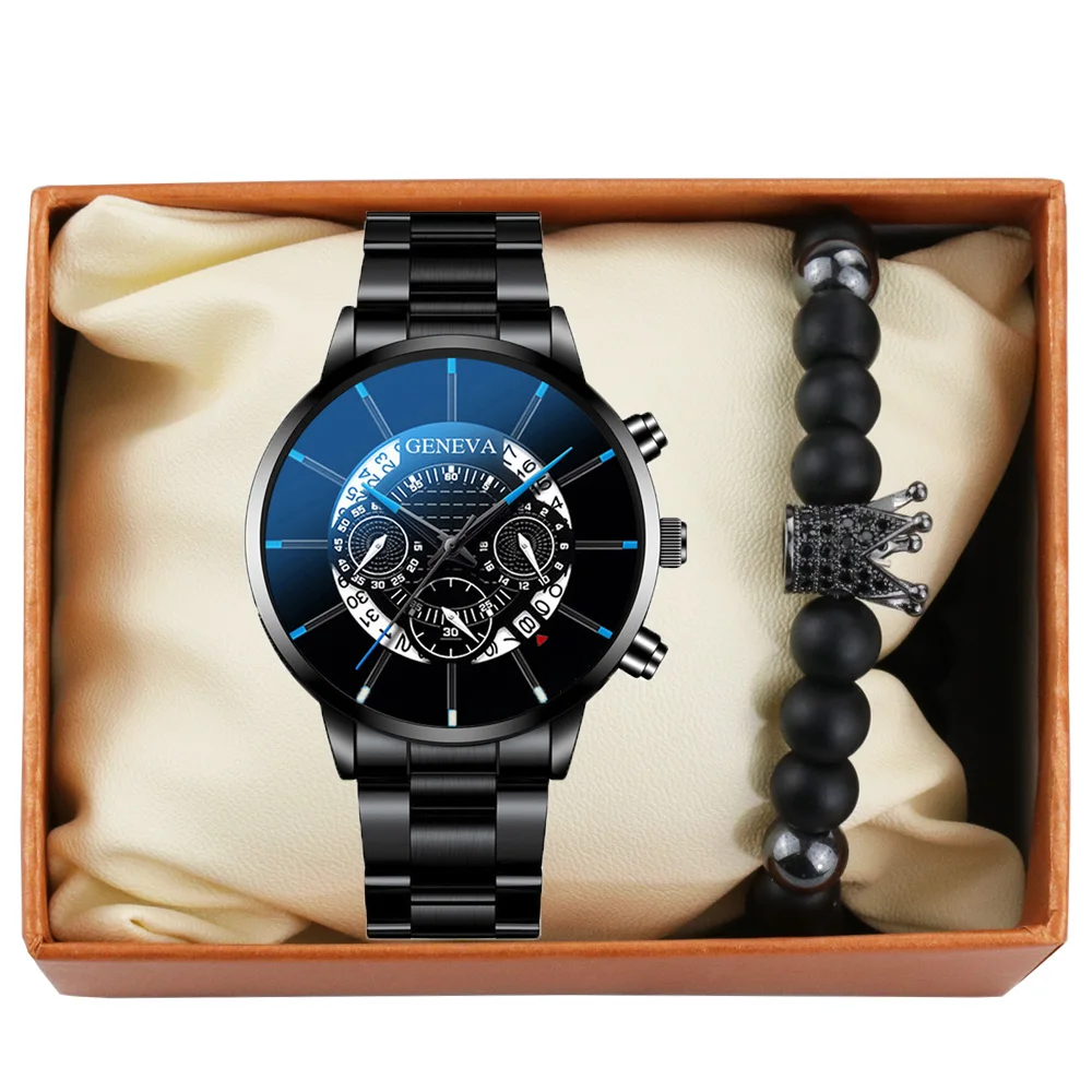 Business Bracelet Crown Men watch set Wrist Watch Clock Gift Classic GENEVA Watch Quartz Wristwatch For men stainless steel
Business Bracelet Crown Men watch set Wrist Watch Clock Gift Classic GENEVA Watch Quartz Wristwatch For men stainless steel