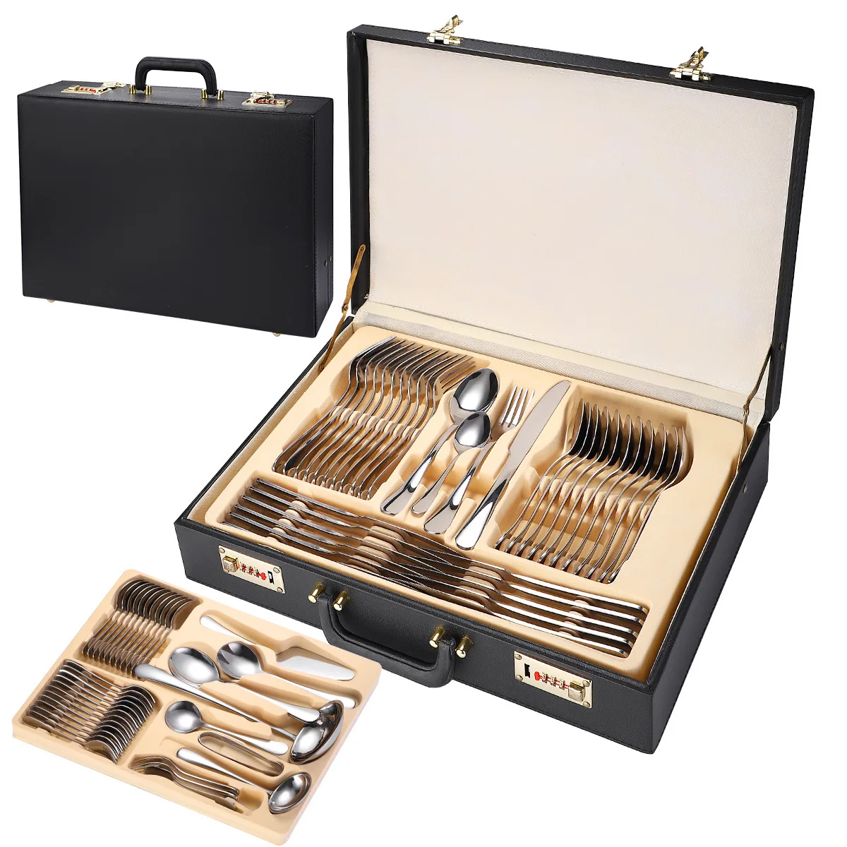 Silver 72 Pieces WestermTableware Set Including Knives Forks Spoons Box Dinnerware Gift Package
Silver 72 Pieces WestermTableware Set Including Knives Forks Spoons Box Dinnerware Gift Package