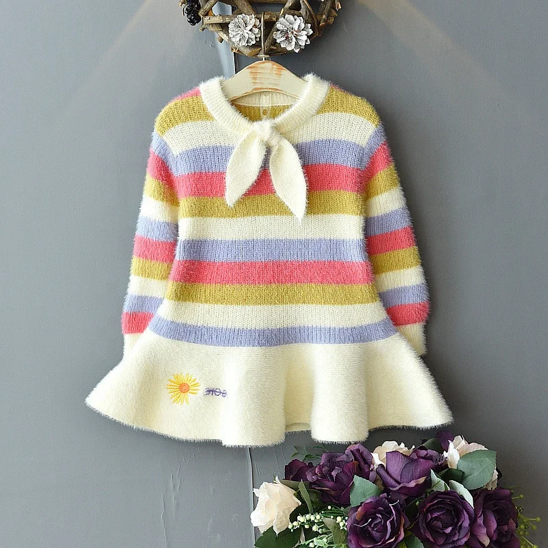 Kids Dresses For Girls 2020 Autumn Knitting Rainbow Striped Dress Baby Girl Thicken Wool Tutu Dress Children Clothes Costume
Kids Dresses For Girls 2020 Autumn Knitting Rainbow Striped Dress Baby Girl Thicken Wool Tutu Dress Children Clothes Costume