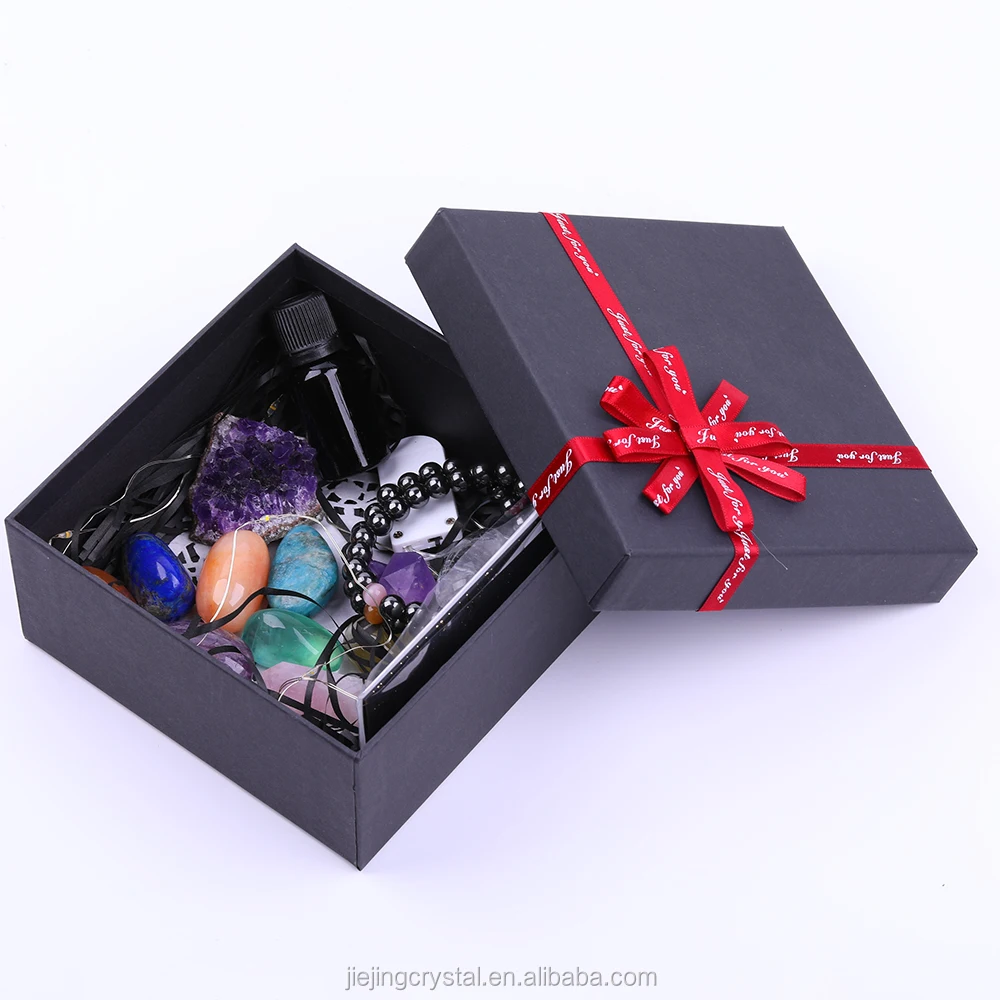 custom natural crystal kit meditation gift box set 7 chakra