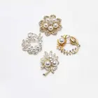 Custom Fashion Rhinestone Inlay Pearl Metal Brooches Pin For Garment