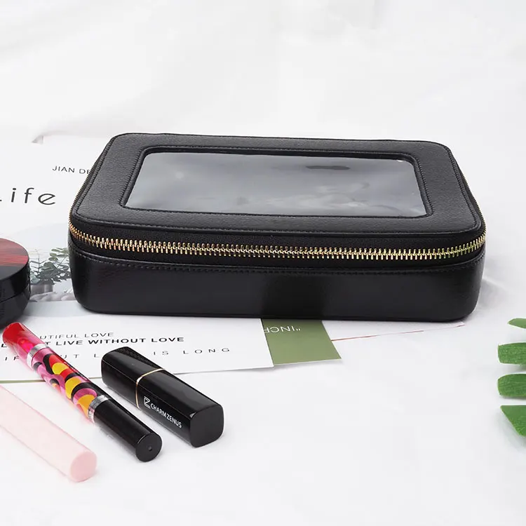 Promotional 100% Genuine Leather Cosmetic Pouch Transparent Ziplock PVC Clear Makeup Bag, Customized
Promotional 100% Genuine Leather Cosmetic Pouch Transparent Ziplock PVC Clear Makeup Bag, Customized