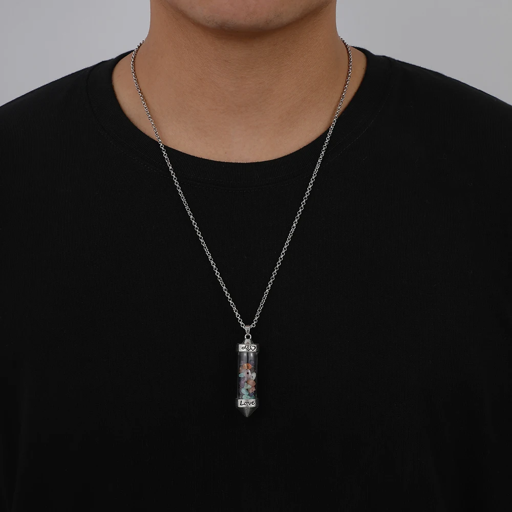 NEULRY New Natural Crystal Crushed Stone Wishing Bottle One Arrow Piercing Pendant Uniex Jewelry Necklace, Multi colored
NEULRY New Natural Crystal Crushed Stone Wishing Bottle One Arrow Piercing Pendant Uniex Jewelry Necklace, Multi colored