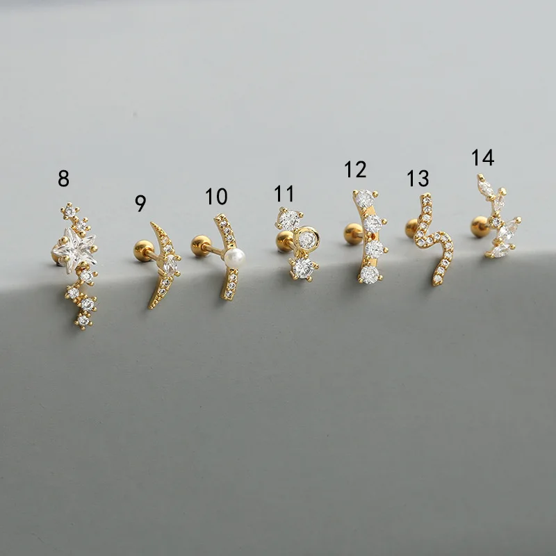 Fashion Geometric Crystal Leaves Piercing Ear Stud Zircon CZ Pearl Screw Lip Tongue Eyebrow Nose Stud for Teens Girls, Gold,silver,rose gold
Fashion Geometric Crystal Leaves Piercing Ear Stud Zircon CZ Pearl Screw Lip Tongue Eyebrow Nose Stud for Teens Girls, Gold,silver,rose gold