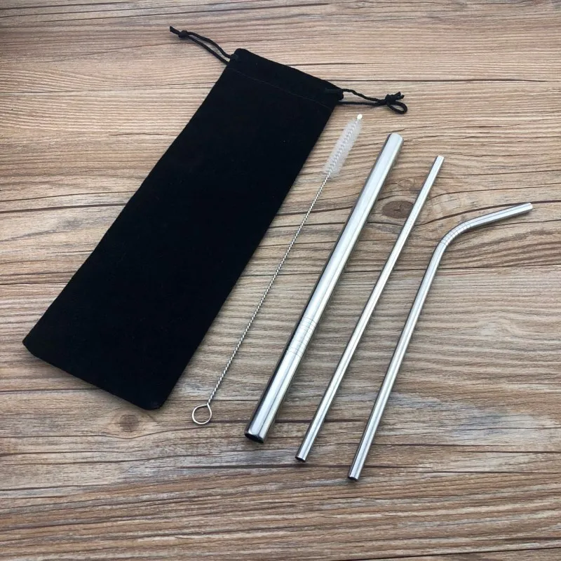 wholesale customized 5pcs silver color stainless steel reusable straw set with brush and pouch
wholesale customized 5pcs silver color stainless steel reusable straw set with brush and pouch