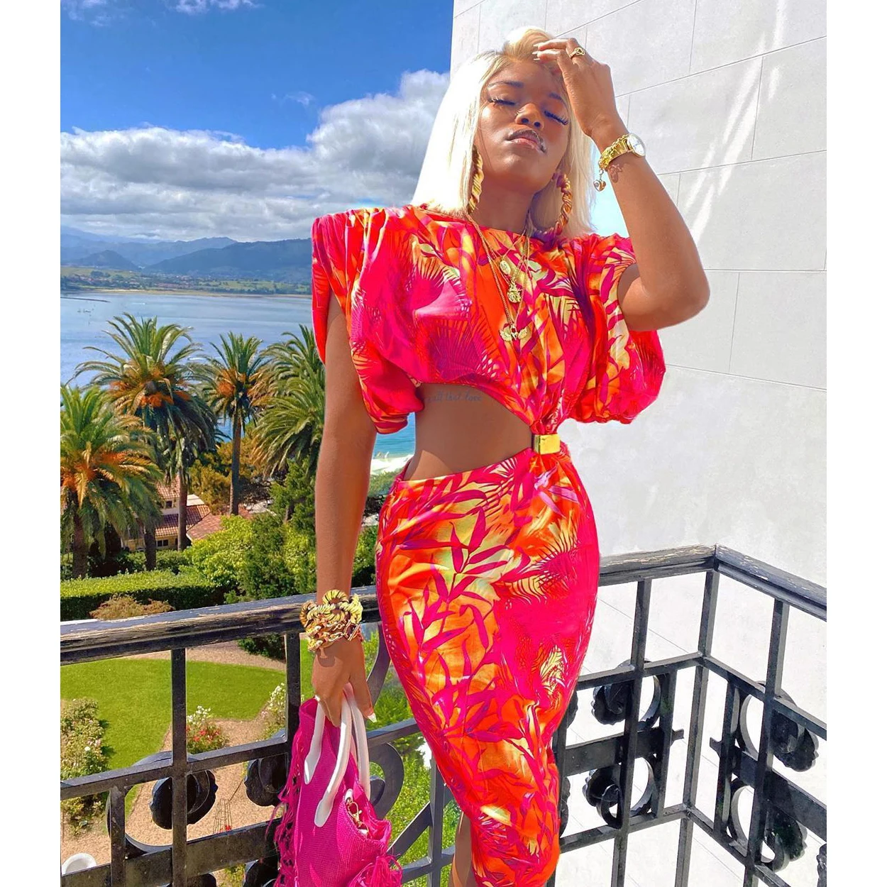 A3956 Party club Dress Bodycon Floral Print Midi dress waist Side split sleeveless dress women
A3956 Party club Dress Bodycon Floral Print Midi dress waist Side split sleeveless dress women