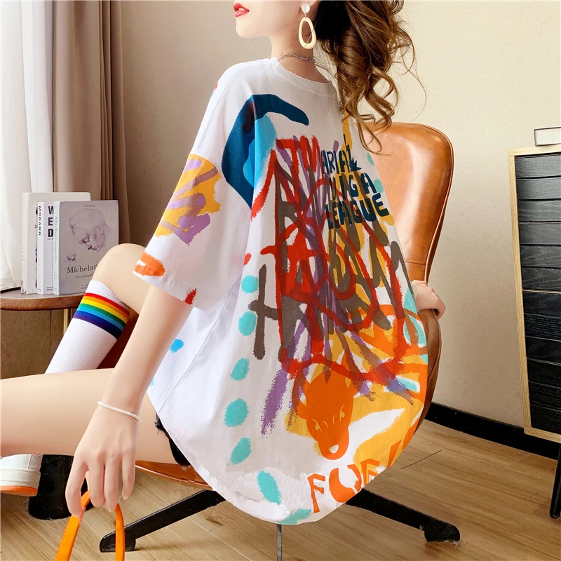2021 summer fashion high street graffiti t shirt dress women plus size t-shirts short sleeve oversized tshirt casual style, Picture showed
2021 summer fashion high street graffiti t shirt dress women plus size t-shirts short sleeve oversized tshirt casual style, Picture showed