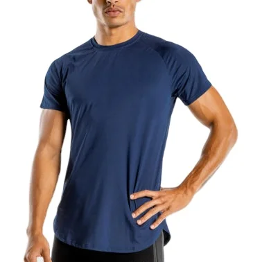 Summer cool breathable light weight navy blue classic style basic polyester spandex streetwear tshirts training tshirt