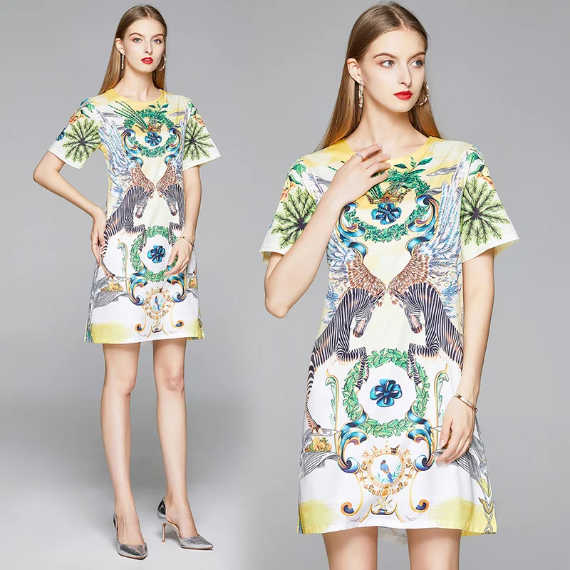 2021 spring in stock factory wholesale New design women zebra printed round neck short sleeve loose waist T-shirt skirt, Yellow
2021 spring in stock factory wholesale New design women zebra printed round neck short sleeve loose waist T-shirt skirt, Yellow