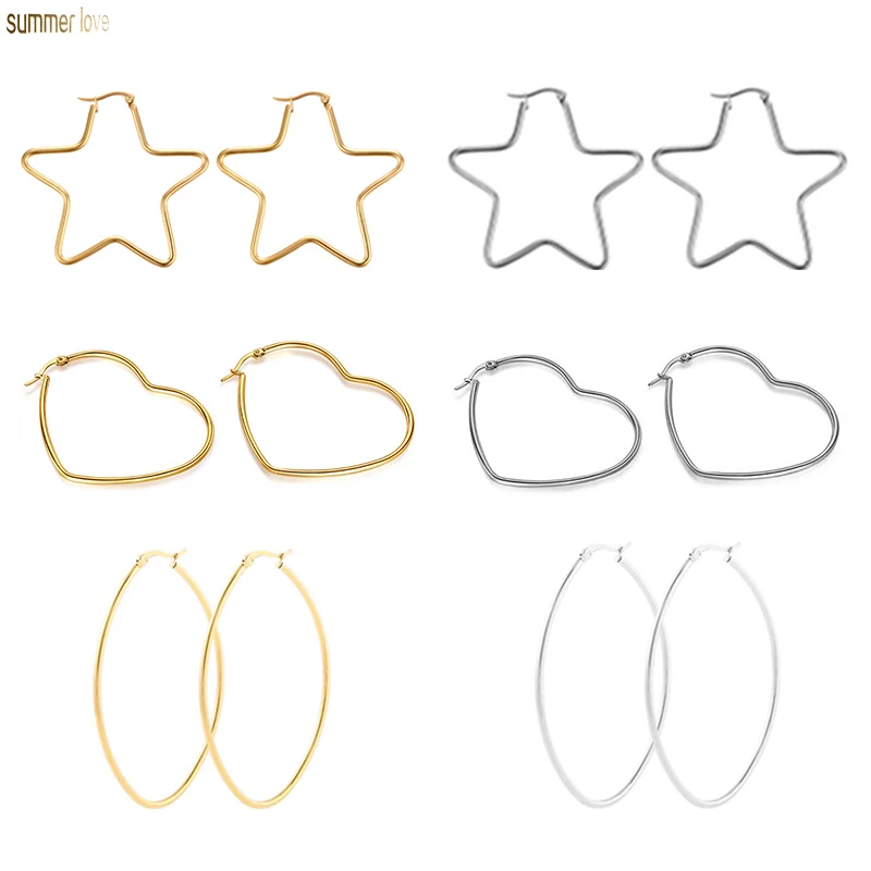 Trendy 20mm-70mm 316L Stainless Steel Gold Silver Big Loop Heart Oval Hoop Earrings Jewelry for Women Girls
Trendy 20mm-70mm 316L Stainless Steel Gold Silver Big Loop Heart Oval Hoop Earrings Jewelry for Women Girls