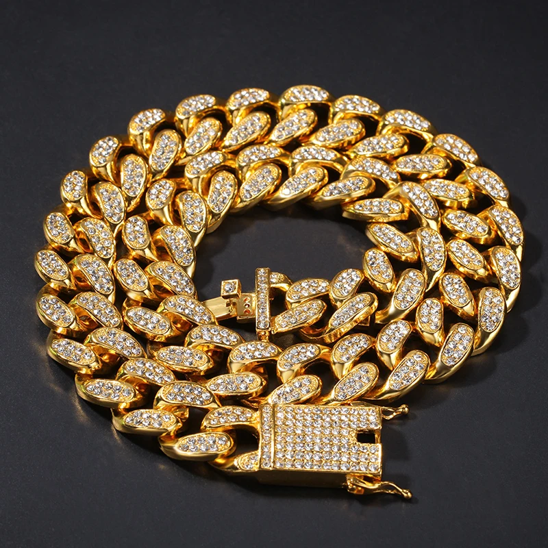 Gold Iced Out Chain Cuban Link Necklace Diamond Crystal High Quality Cuban Link Chain Miami Chain Jewelry
Gold Iced Out Chain Cuban Link Necklace Diamond Crystal High Quality Cuban Link Chain Miami Chain Jewelry