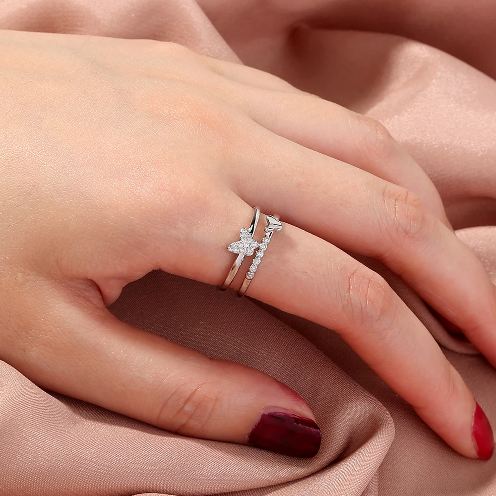 Dainty Fashion Adjustable Women Rings Jewelry Moissanite Zircon Engagement Wedding Silver Crystal Diamond Butterfly Finger Ring
Dainty Fashion Adjustable Women Rings Jewelry Moissanite Zircon Engagement Wedding Silver Crystal Diamond Butterfly Finger Ring