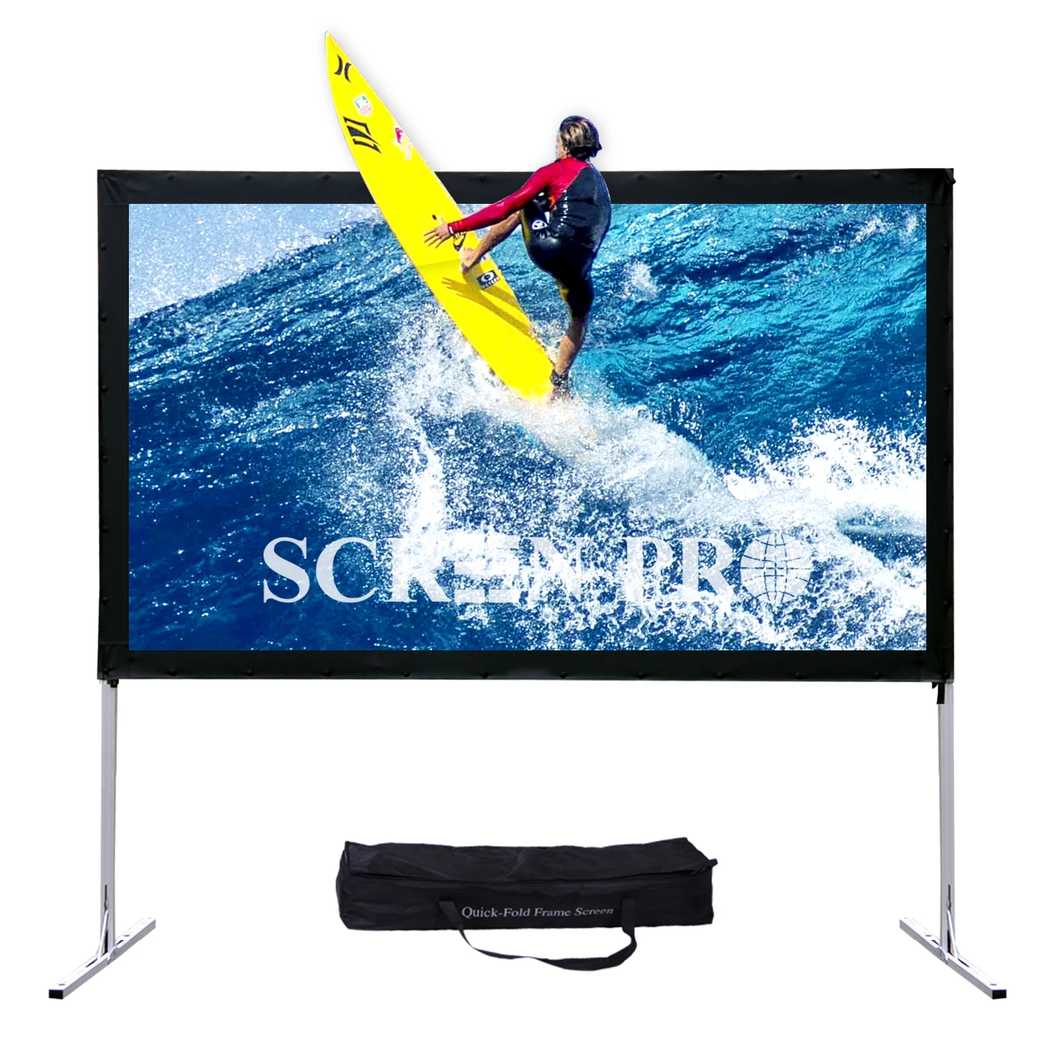 

Screenpro 100inch rear grey Portable Indoor/Outdoor Movie Theater Projector Screen with Stand Legs and Carry Bag, Aluminum frame
