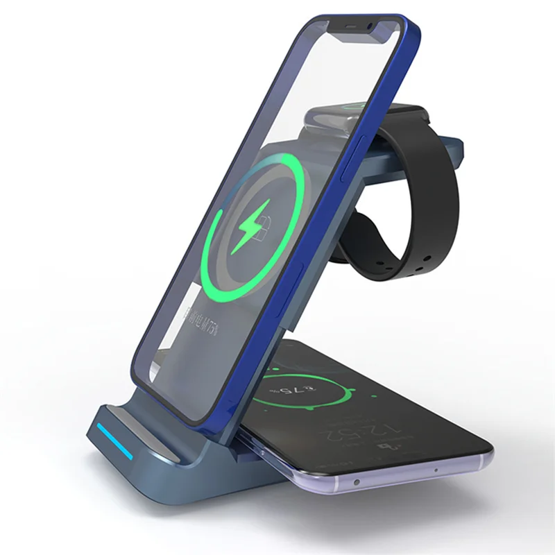 The new magnetic three-in-one wireless charger all-in-one mobile phone holder for fast wireless charging, 3 colors
The new magnetic three-in-one wireless charger all-in-one mobile phone holder for fast wireless charging, 3 colors