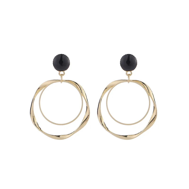 European Popular S925 Silver Post Double Hollow Twist Circle Drop Earrings Gold Metal Geometric Round Black Bead Clip On Earring
European Popular S925 Silver Post Double Hollow Twist Circle Drop Earrings Gold Metal Geometric Round Black Bead Clip On Earring