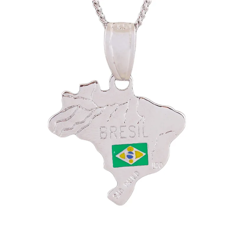 Metal Fashion Enameled Copper Alloy HIP HOP Silver Personalized Brazil Map Jewelry Pendant Necklace
Metal Fashion Enameled Copper Alloy HIP HOP Silver Personalized Brazil Map Jewelry Pendant Necklace