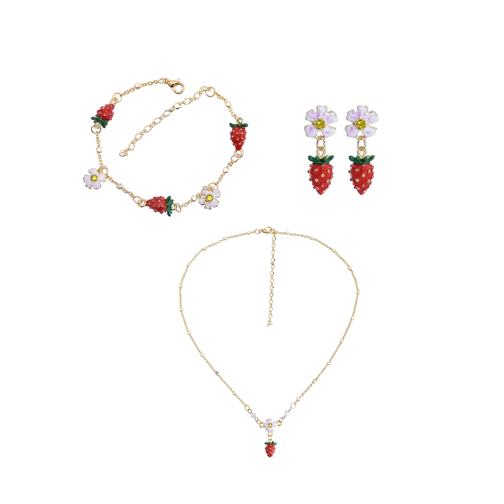 Fashion Trend Jewelry Women Necklace Bracelet Set Alloy Watermelon Strawberry Flower Fruit Jewelry Set, As the picture show
Fashion Trend Jewelry Women Necklace Bracelet Set Alloy Watermelon Strawberry Flower Fruit Jewelry Set, As the picture show