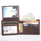 Tiding OEM RFID Top Grain Custom Vintage Crazy Horse Genuine Real Leather Wallet For Man