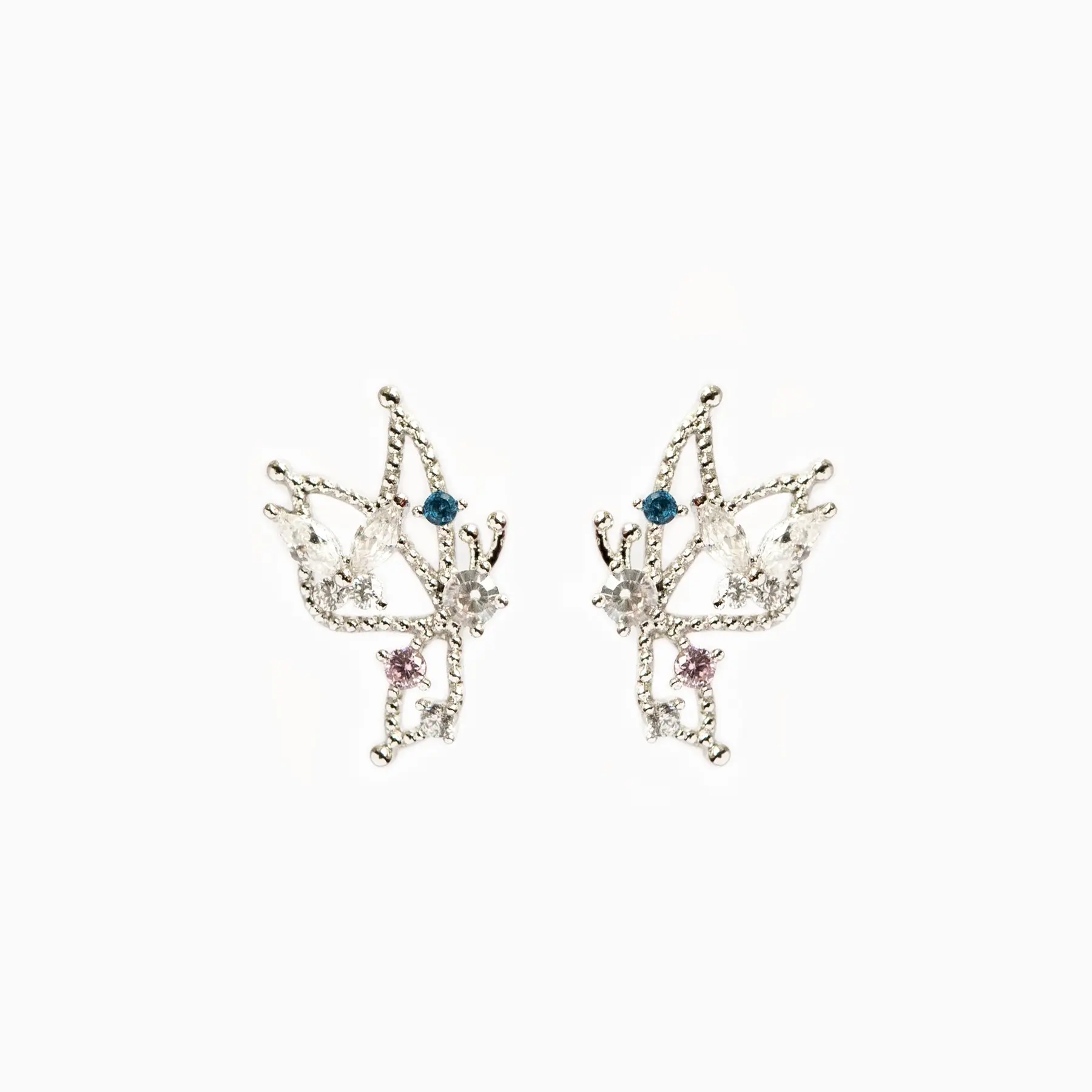 ER0146 trendy women 18K gold butterfly earrings wing inlay colorful zircon cutout brass metal girls party summer butterfly earri
ER0146 trendy women 18K gold butterfly earrings wing inlay colorful zircon cutout brass metal girls party summer butterfly earri