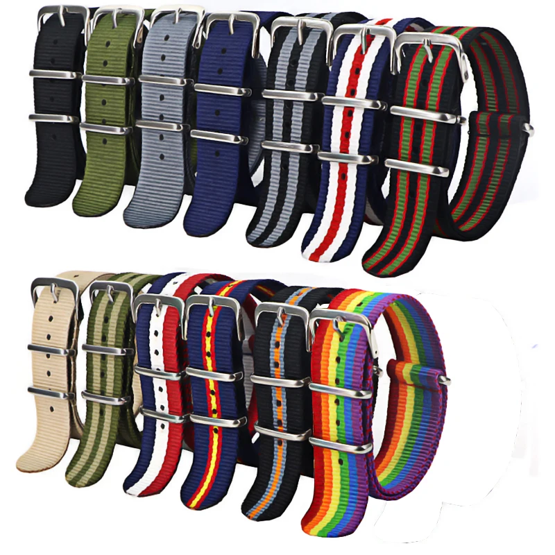 Multicolor 16 18 20 22 24mm Nato Nylon Striped Watch Strap Band for Men Women with Stainless Steel Buckle
Multicolor 16 18 20 22 24mm Nato Nylon Striped Watch Strap Band for Men Women with Stainless Steel Buckle