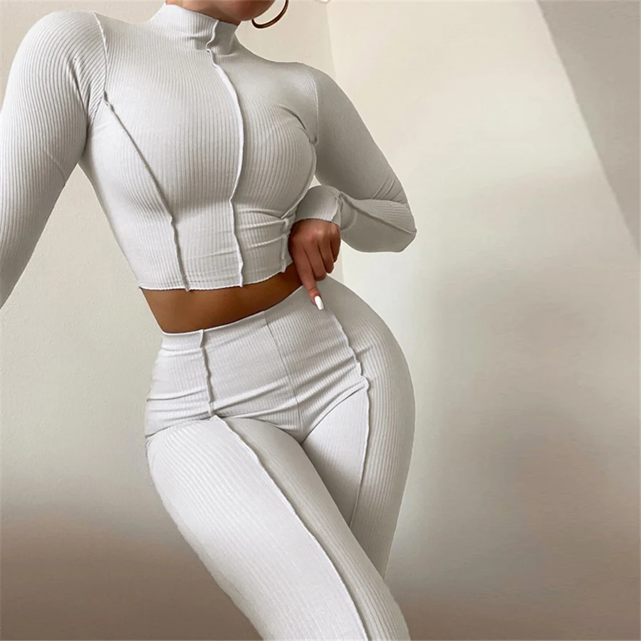 K21S02876 Summer Clothes Turtleneck Crop Top Legging Set Sporty Street Workout Women Two pieces Sets 
K21S02876 Summer Clothes Turtleneck Crop Top Legging Set Sporty Street Workout Women Two pieces Sets