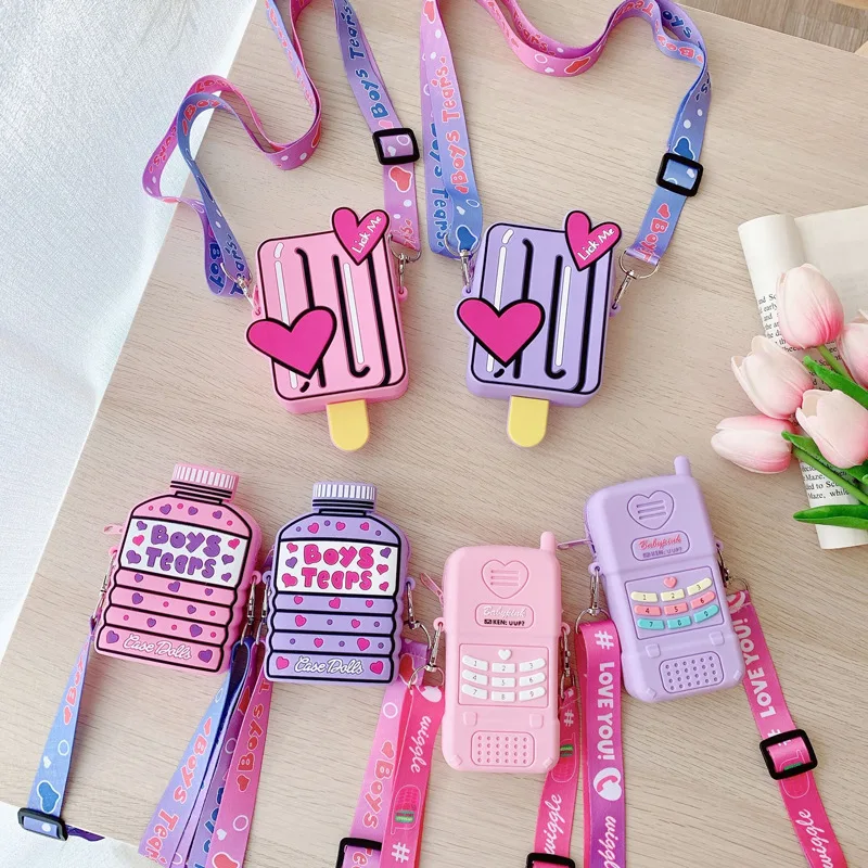 2022 New Fashion Silicone ice cream coin purse Cute Cartoon Mini Soft money Wallet Bags Kids Gift Zipper crossbody shoulders bag, 6 colors
2022 New Fashion Silicone ice cream coin purse Cute Cartoon Mini Soft money Wallet Bags Kids Gift Zipper crossbody shoulders bag, 6 colors