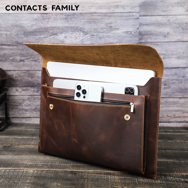 

CONTACTS FAMILY Travel Genuine Leather Laptop Case Sleeve for Macbook pro 14 16 inch 2021