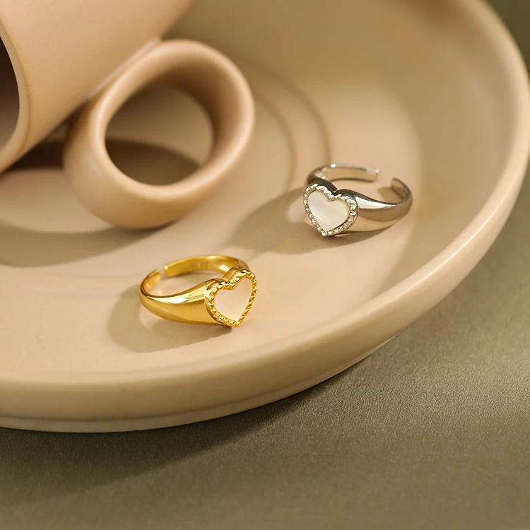 Romantic Statement Natural Stone Gold Plated Love Open Ring Silver 925 Sterling Shell Heart Ring, Picture
Romantic Statement Natural Stone Gold Plated Love Open Ring Silver 925 Sterling Shell Heart Ring, Picture