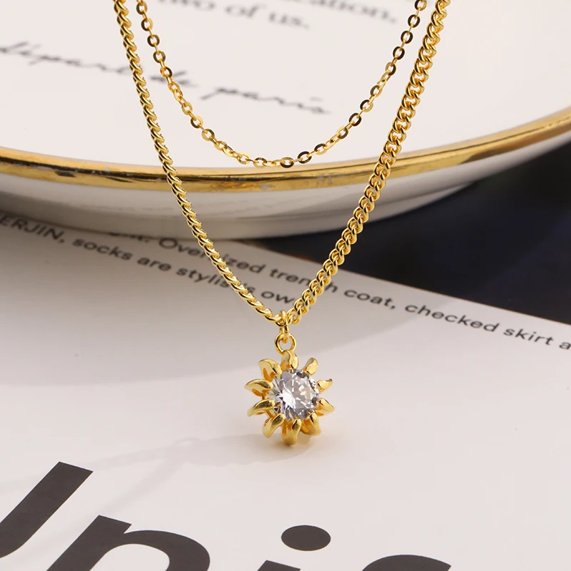 Luxury 925 Silver Zircon Jewelry Sun Shape Necklace Pendant Gold Plated Necklaces For Women
Luxury 925 Silver Zircon Jewelry Sun Shape Necklace Pendant Gold Plated Necklaces For Women
