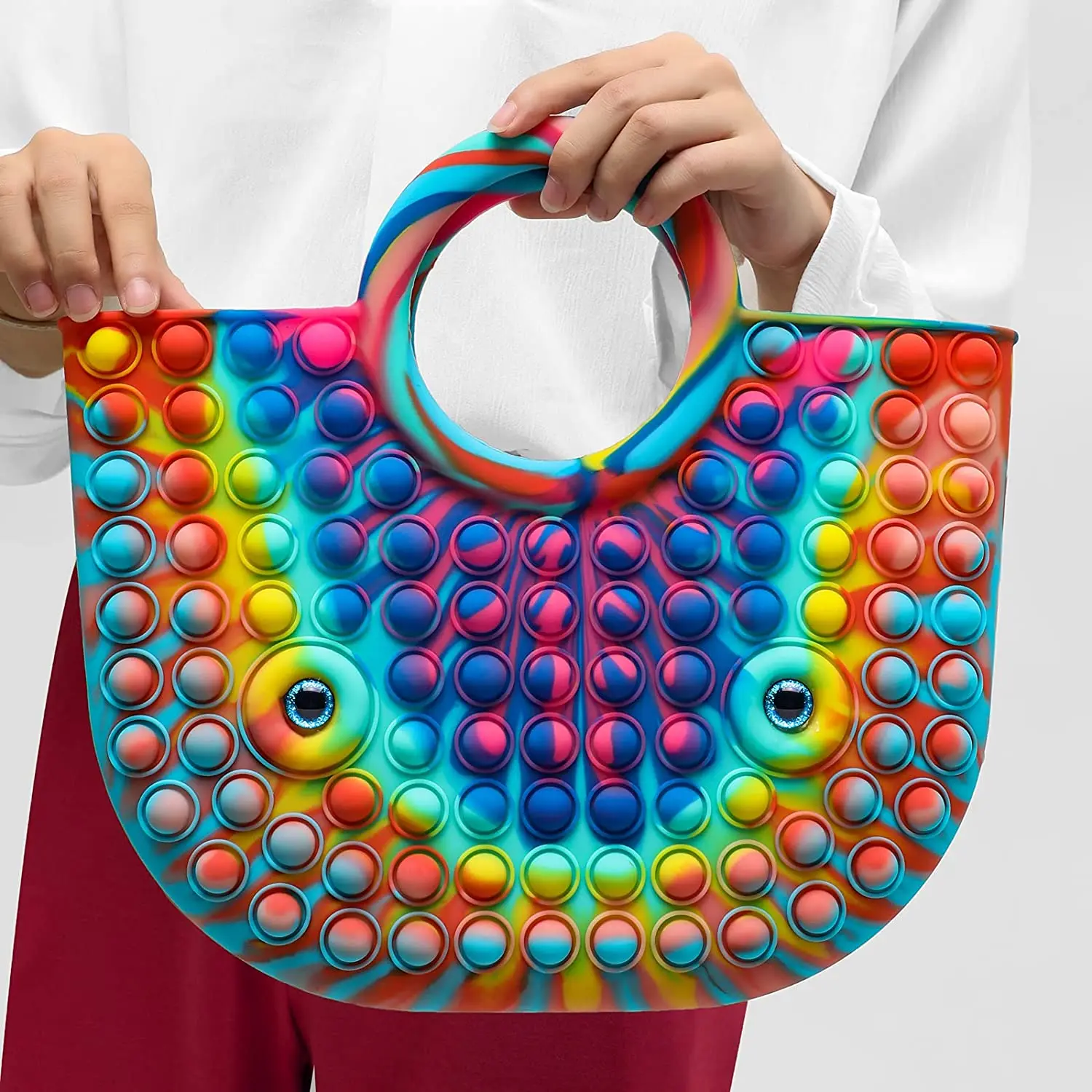 Fashion Silicone Rainbow Popit Purse Handbag Push Pop Handbag Waterproof Beach Tote Bags for Women, Color: white ,colorful ,grey ,black ,blue
Fashion Silicone Rainbow Popit Purse Handbag Push Pop Handbag Waterproof Beach Tote Bags for Women, Color: white ,colorful ,grey ,black ,blue
