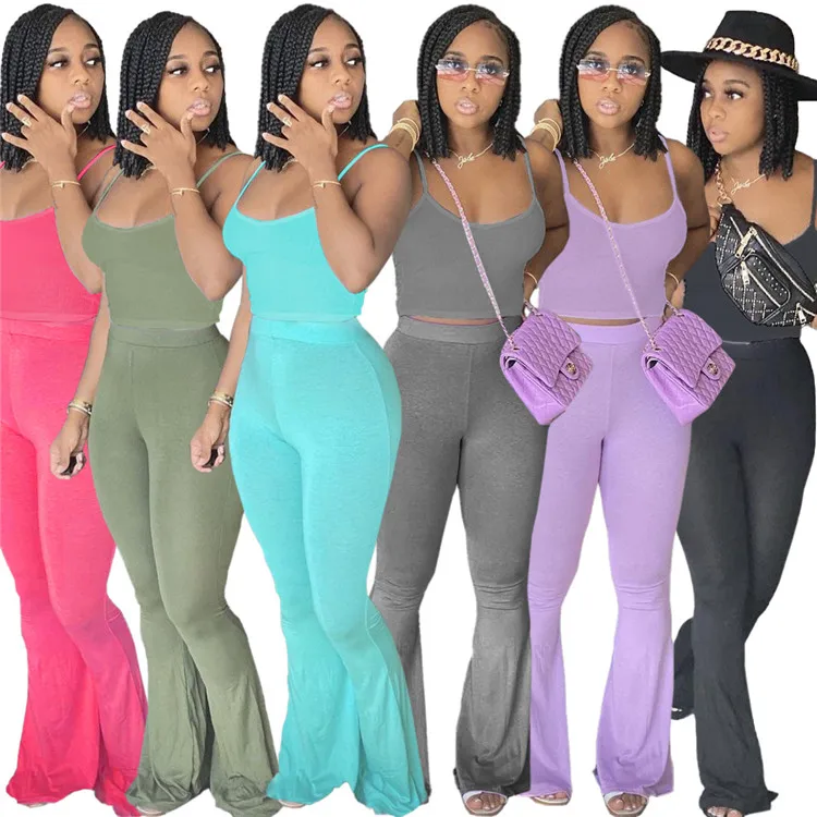 L017-2021 women clothing sexy candy color flare two piece pants set women sets two piece, Solid
L017-2021 women clothing sexy candy color flare two piece pants set women sets two piece, Solid