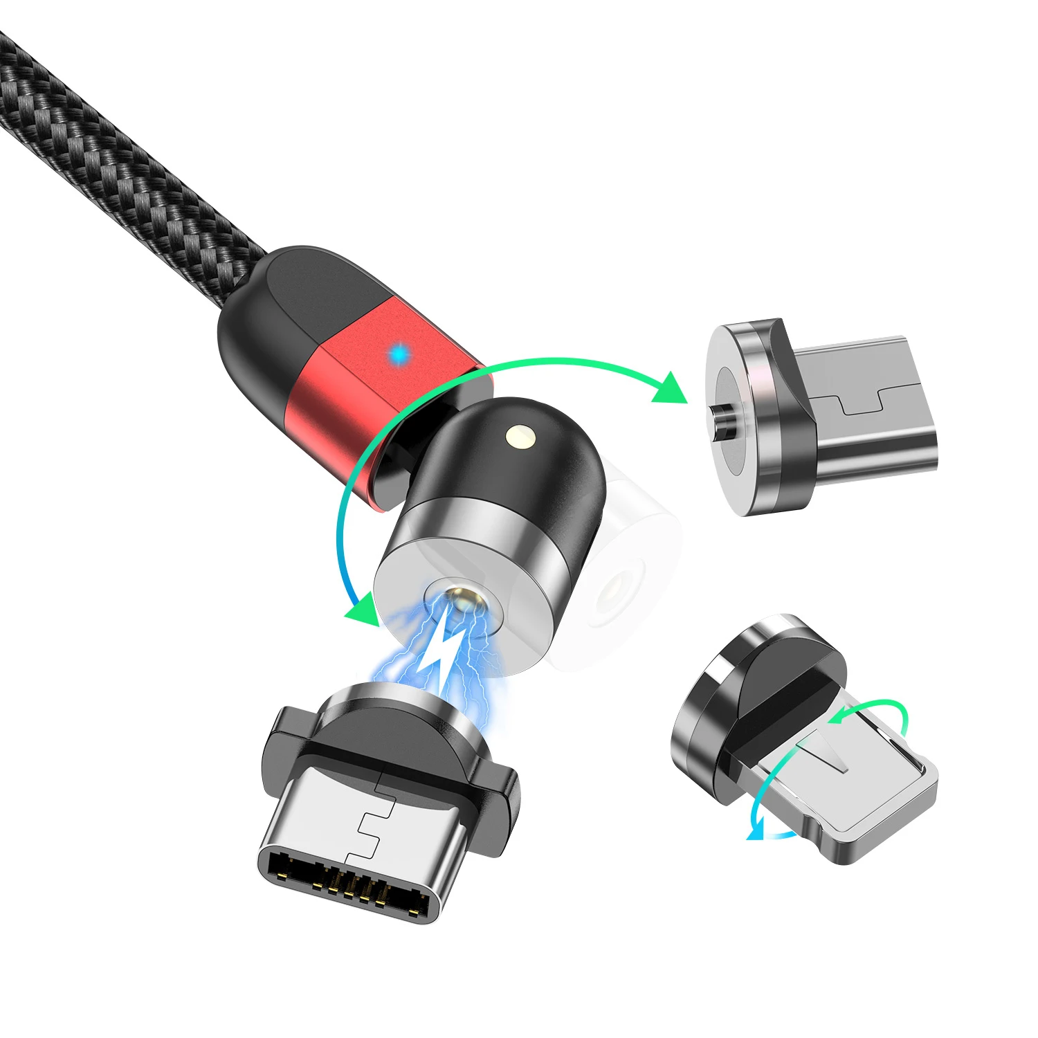 USLION 2M New 3 in 1 540 Degree Magnetic Cable Flexible For Micro/IOS / Type-C Cell phone Charing Led Magnetic USB, Red/black/silver/purple
USLION 2M New 3 in 1 540 Degree Magnetic Cable Flexible For Micro/IOS / Type-C Cell phone Charing Led Magnetic USB, Red/black/silver/purple