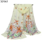Flowers Mixed Color 100% Pure Silk Scarf Chiffon Scarves for Women