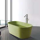 Floor Standing Thin Edge One-Piece Bath Tub with Drainer and Overflow