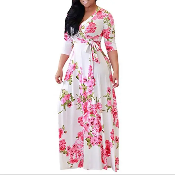 long sleeve maxi dress woman beachwear boho tunic vestidos autumn floral print maxi dress fashionable flower dress, Customized
long sleeve maxi dress woman beachwear boho tunic vestidos autumn floral print maxi dress fashionable flower dress, Customized