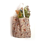 For beach hand block print oversize reusable shoulder cotton shopping tote bag with webbing or leather handle