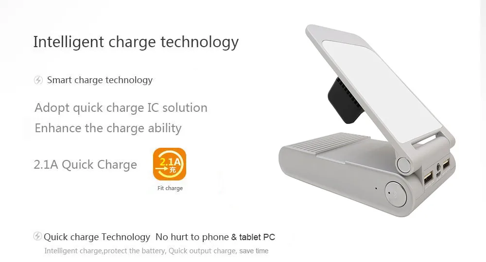 Lithium 1000mAh USB 5V 1A 2.1A power bank mirror stand and bluetooth speaker for apple smartphone and tablet pc notebook - ANKUX.COM