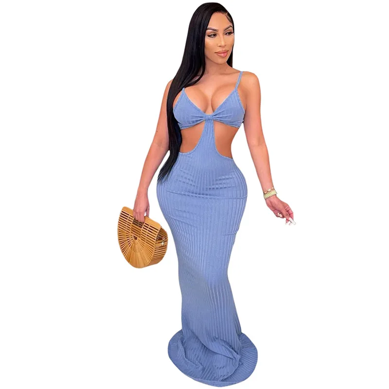New summer women's dress cut out long skirt open back blue tight mini dress suspender elegant cocktail dress
New summer women's dress cut out long skirt open back blue tight mini dress suspender elegant cocktail dress