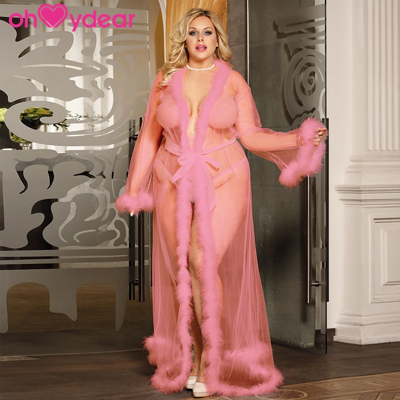 Elegant High Quality Wholesale Erotic Mesh Transparent Fur Robe Sexy Plus Size Lingerie Set Sexy Nightgowns For Adult Women
Elegant High Quality Wholesale Erotic Mesh Transparent Fur Robe Sexy Plus Size Lingerie Set Sexy Nightgowns For Adult Women