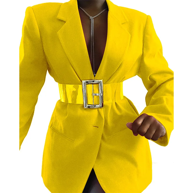 Hot Sale New Fashion Long Sleeve Red Blazer Suits Dress Belted Women Suit Jacket, Black/yellow/red 
Hot Sale New Fashion Long Sleeve Red Blazer Suits Dress Belted Women Suit Jacket, Black/yellow/red