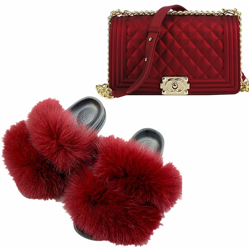 2021 FASHION Jelly Purses With Slipper Shoes Women Custom Crossbody Bag Fox Fur Slides Sets Jelly Bag With Real Fox Fur shoes, Picture
2021 FASHION Jelly Purses With Slipper Shoes Women Custom Crossbody Bag Fox Fur Slides Sets Jelly Bag With Real Fox Fur shoes, Picture