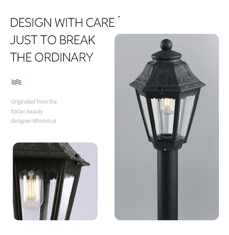 Retro Waterproof Outdoors Villa Courtyard Garden Gate Column Pillar Lights