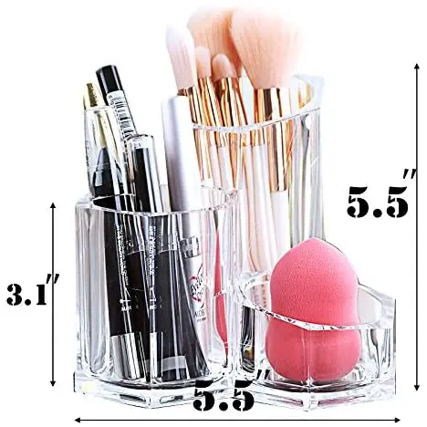 Premium Acrylic Brush Holder Desk Organizer Round Clear 3 compartments can be Placed with 20-30 Cosmetic Brushes, Optional
Premium Acrylic Brush Holder Desk Organizer Round Clear 3 compartments can be Placed with 20-30 Cosmetic Brushes, Optional
