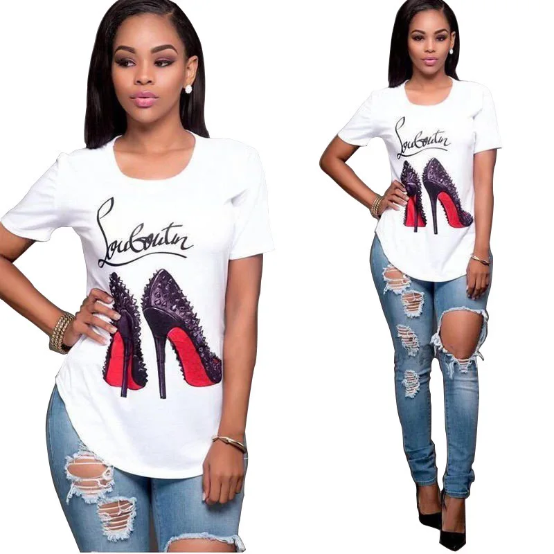 high quality lady summer popular fashion t-shirt women white print woman's T-shirt
high quality lady summer popular fashion t-shirt women white print woman's T-shirt