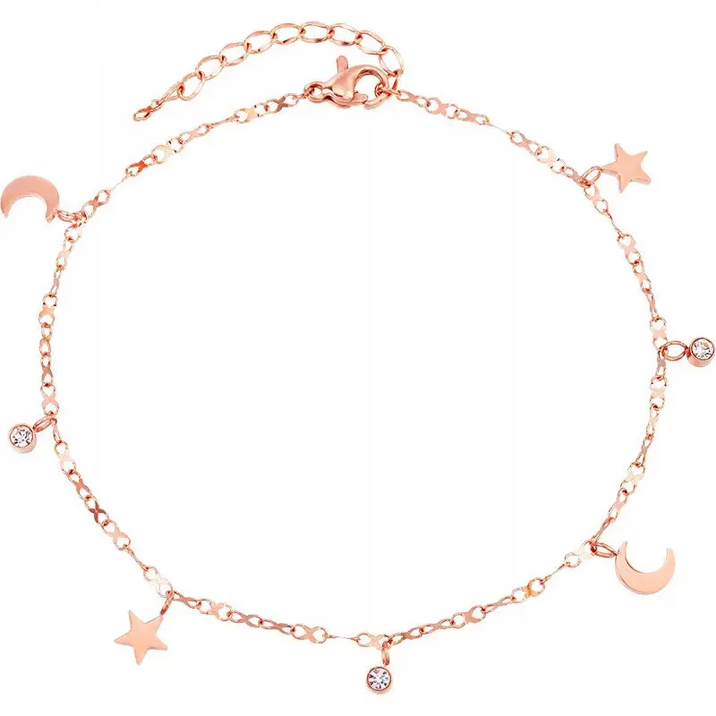 Wholesale 925 Silver 18k Gold Plated Boutique Sun Moon Star Anklet With Zircon
Wholesale 925 Silver 18k Gold Plated Boutique Sun Moon Star Anklet With Zircon