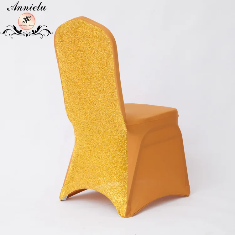 Hot sale folding spandex chair cover with sequin embroidery chair back